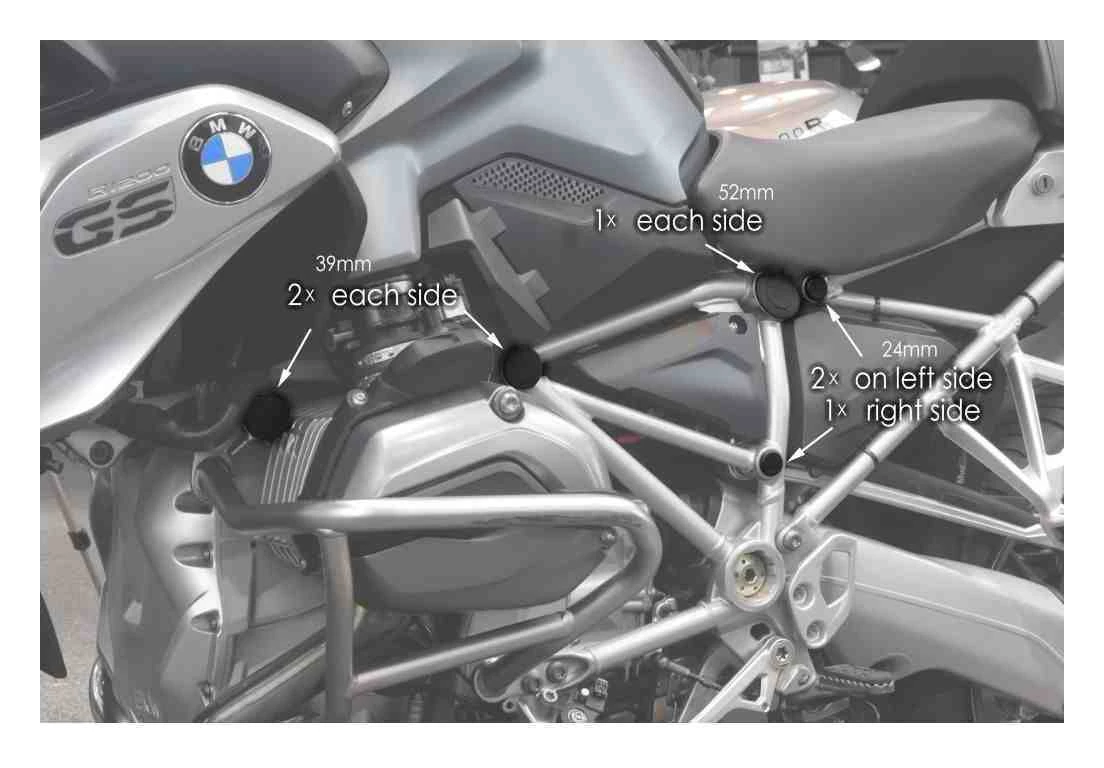 Puig Chassis Plugs BMW R1200GS / R1250GS / Adventure Black [Open Box]