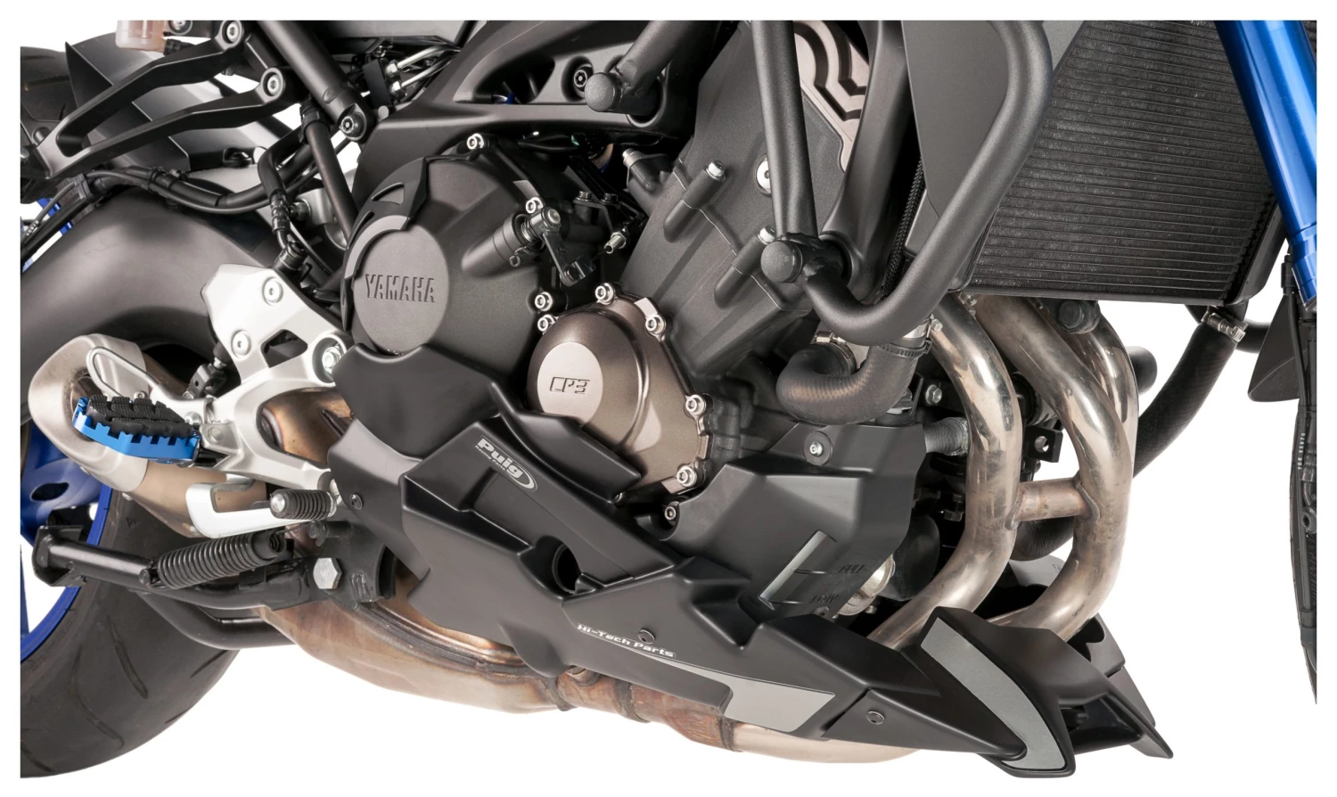 Puig Engine Spoiler Yamaha FJ-09 / FZ-09 / MT-09 Matte Black / OEM Exhaust [Previously Installed] - Image 2